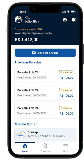 Tela do aplicativo Boozap Cash